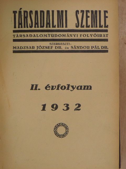 A. F. Joffe - Társadalmi Szemle 1932. január-december [antikvár]
