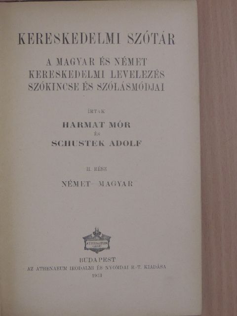 Harmat Mór - Kereskedelmi szótár II. [antikvár]