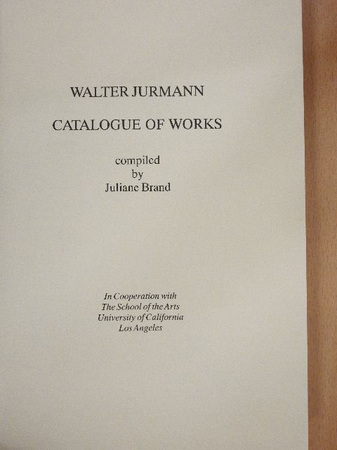 Walter Jurmann - Catalogue of Works [antikvár]