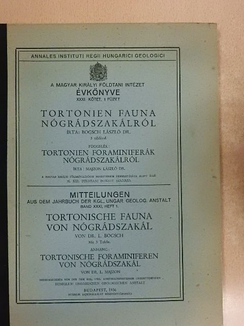 Dr. Bogsch László - Tortonien fauna Nógrádszakálról [antikvár]
