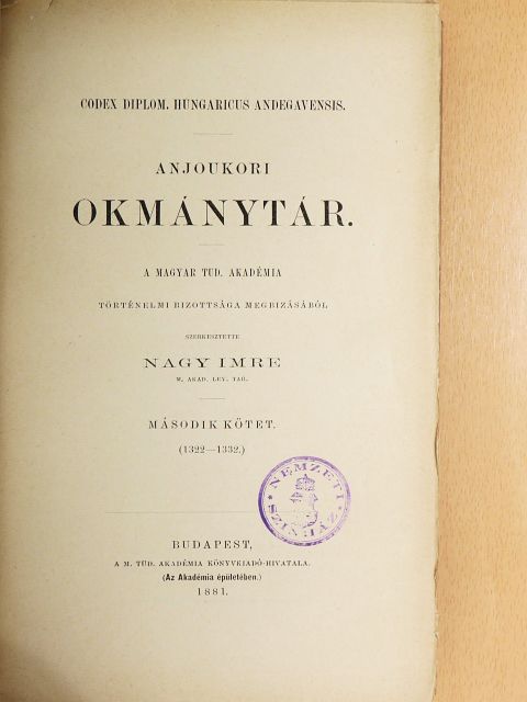 Anjoukori okmánytár II. (töredék) [antikvár]