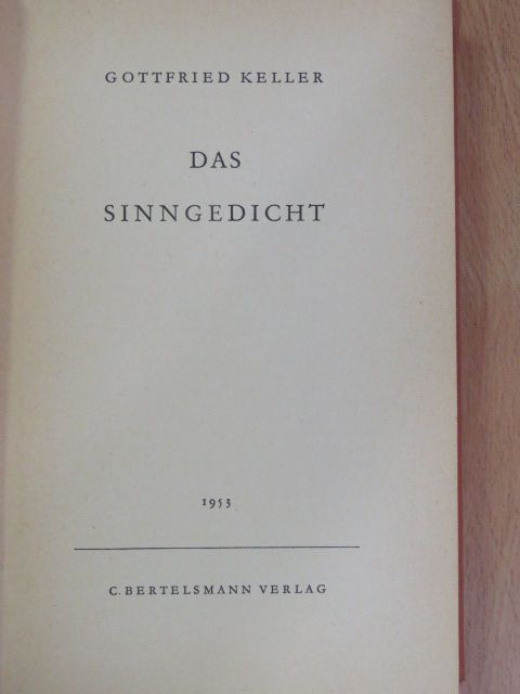Gottfried Keller - Das Sinngedicht [antikvár]