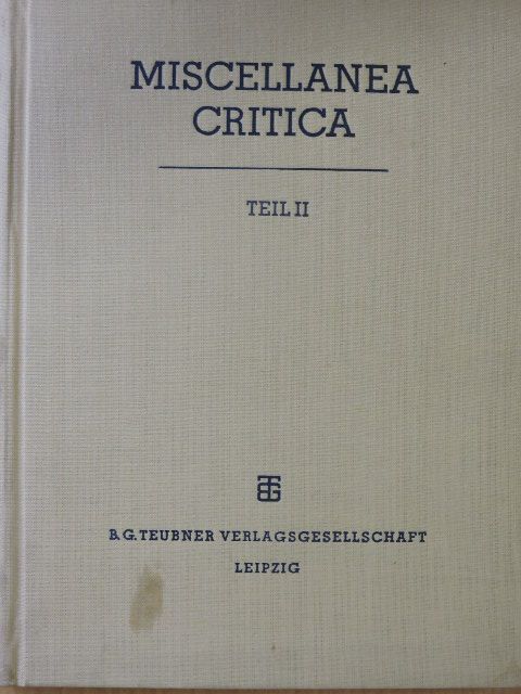 A. Marastoni - Miscellanea Critica II. (töredék) [antikvár]