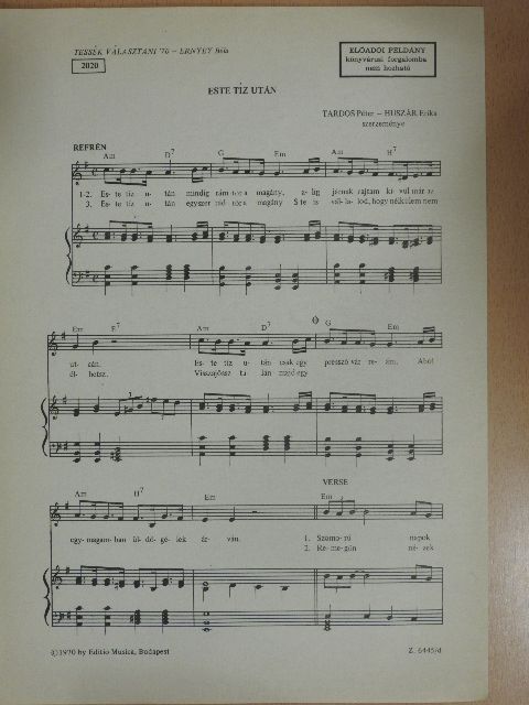 Huszár Erika - Este tíz után  [antikvár]