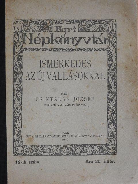 Csintalan József - Ismerkedés az új vallásokkal [antikvár]