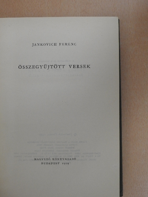 Jankovich Ferenc - Összegyűjtött versek [antikvár]
