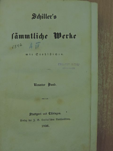 Friedrich Schiller - Schiller's sämmtliche Werke IX. (gótbetűs) [antikvár]