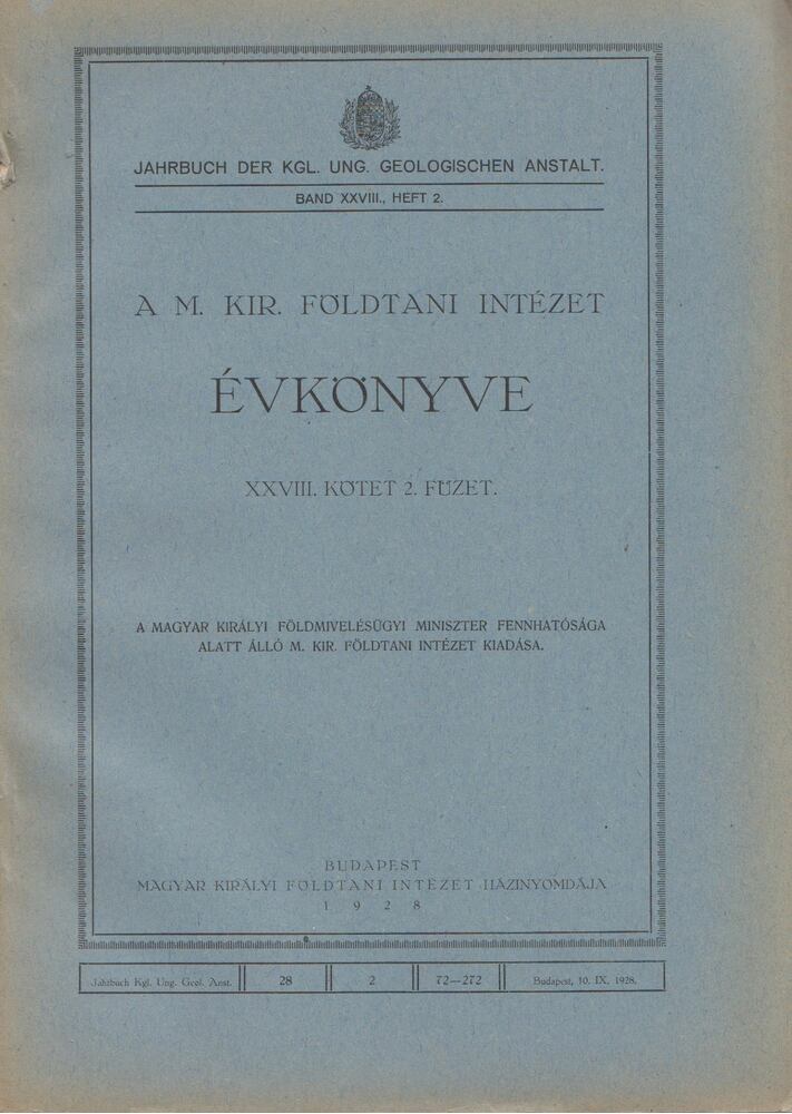 László Strausz - A Magyar Királyi Földtani Intézet Évkönyve XXVIII. kötet 2. füzet [antikvár]