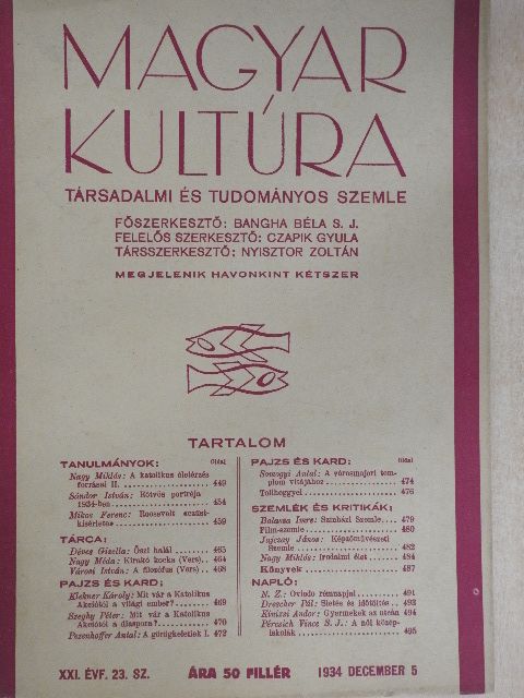 Balassa Imre - Magyar Kultúra 1934. december 5. [antikvár]