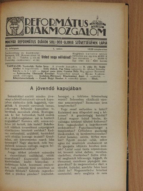 Berkes József - Református Diákmozgalom 1926-1927. szeptember-június [antikvár]