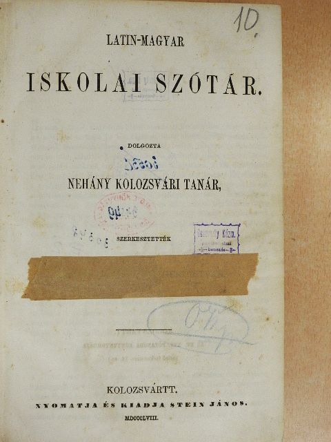 Latin-magyar iskolai szótár I. [antikvár]