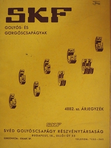 SKF Golyós- és görgőscsapágyak 4882. sz árjegyzék [antikvár]