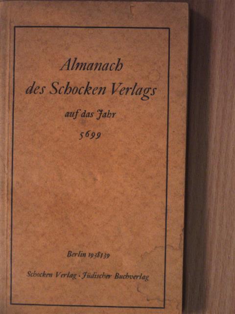 Ernst Simon - Almanach des Schocken Verlags auf das Jahr 5699 [antikvár]
