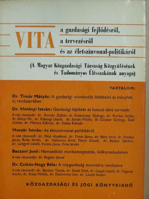 Baczoni Jenő - Vita a gazdasági fejlődésről, a tervezésről és az életszínvonal-politikáról [antikvár]