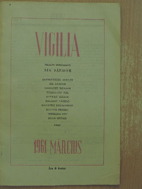 Beresztóczy Miklós - Vigilia 1961. március [antikvár]