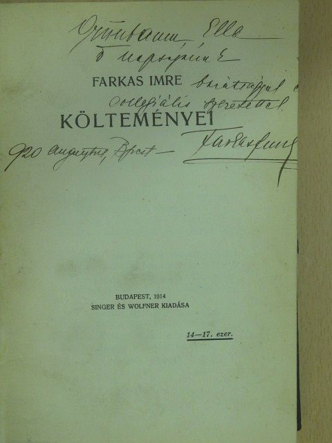 Farkas Imre - Farkas Imre költeményei (dedikált példány) [antikvár]