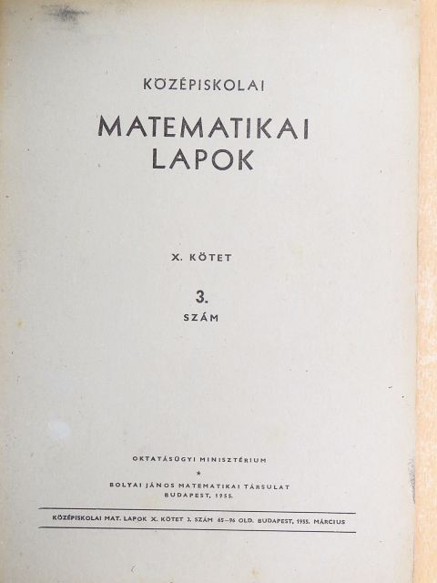 Kárteszi Ferenc - Középiskolai matematikai lapok 1955. március [antikvár]