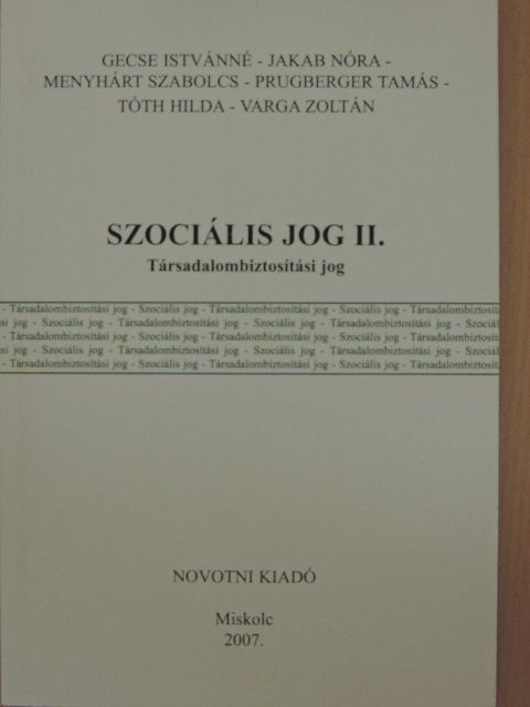 Dr. Gecse Istvánné - Szociális jog II. [antikvár]