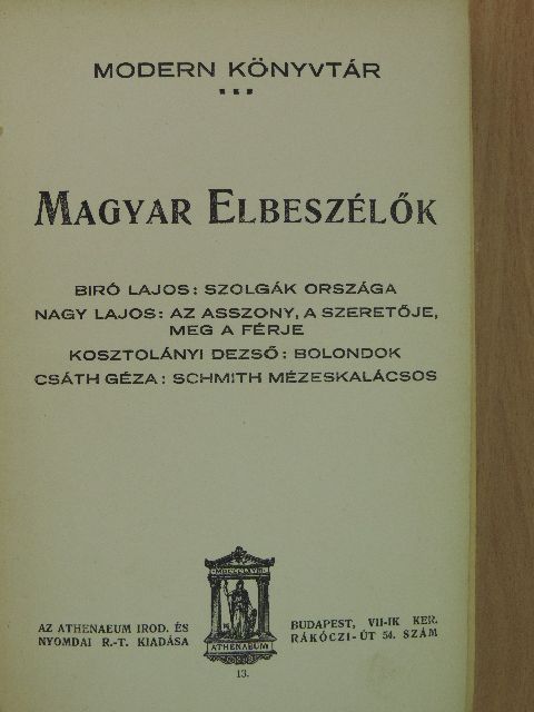 Biró Lajos - Magyar Elbeszélők III. [antikvár]