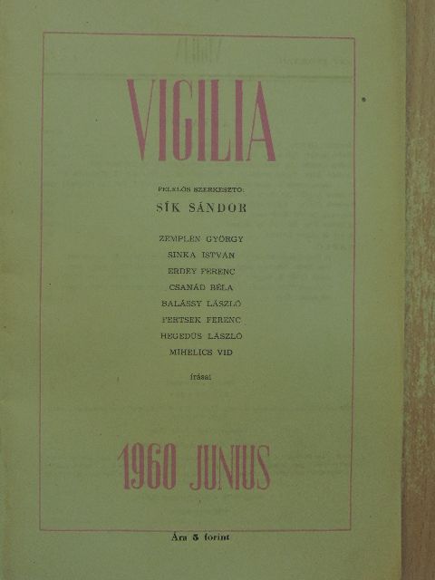 Balássy László - Vigilia 1960. június [antikvár]