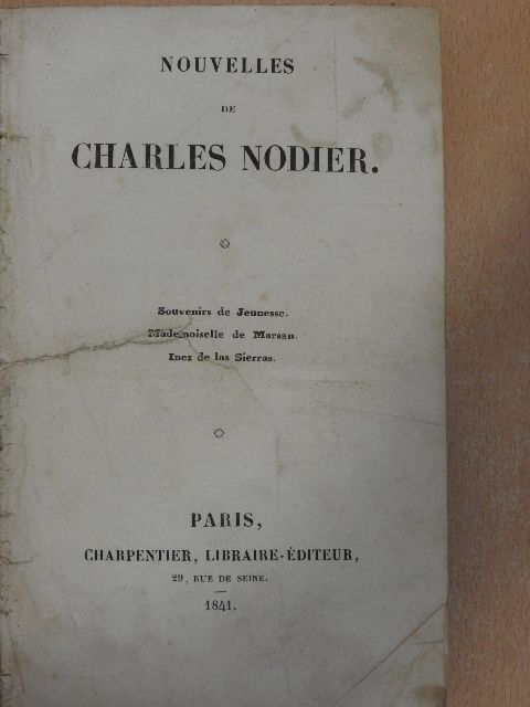 Charles Nodier - Nouvelles de Charles Nodier [antikvár]