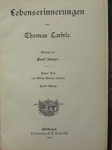 Thomas Carlyle - Lebenserinnerungen I. [antikvár]