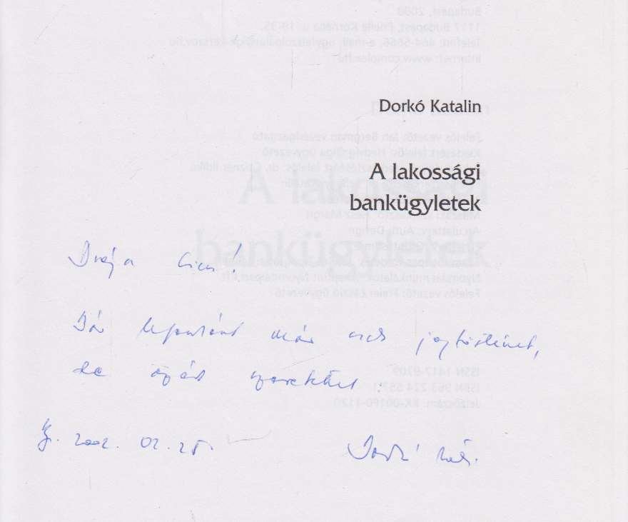 DORKÓ KATALIN - A lakossági bankügyletek (dedikált) [antikvár]