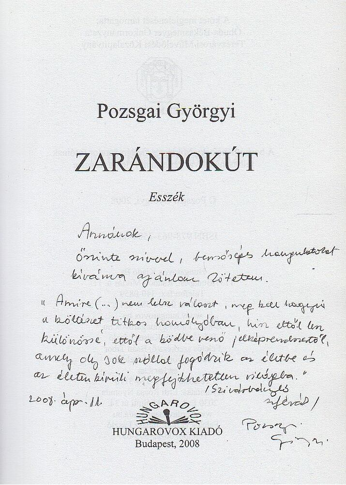 Pozsgai Györgyi - Zarándokút (dedikált) [antikvár]