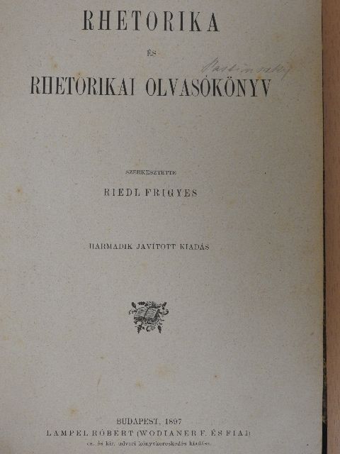 Arany János - Rhetorika és rhetorikai olvasókönyv [antikvár]