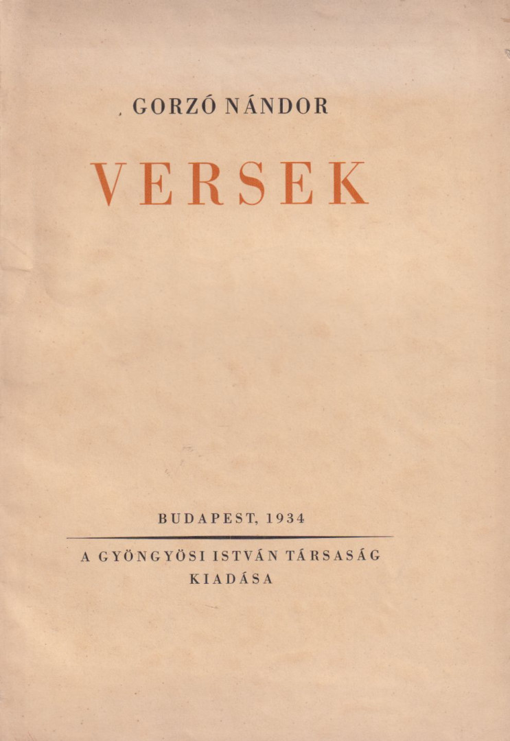 Gorzó Nándor - Versek [antikvár]