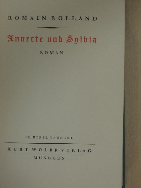 Romain Rolland - Annette und Sylvia [antikvár]