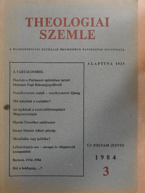 Adorján József - Theologiai Szemle 1984/3. [antikvár]