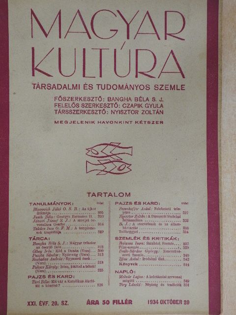 B. J. - Magyar Kultúra 1934. október 20. [antikvár]