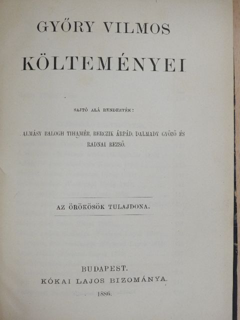 Győry Vilmos - Győry Vilmos költeményei [antikvár]