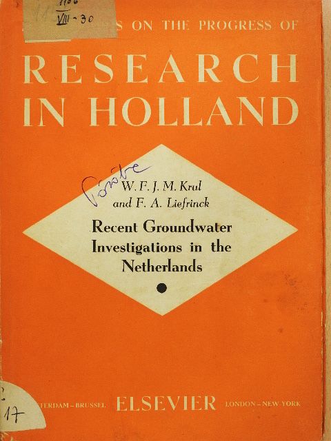 F. A. Liefrinck - Recent Groundwater Investigations in the Netherlands [antikvár]