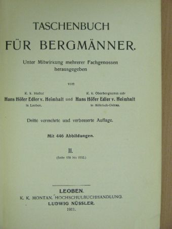 Hans Höfer - Taschenbuch für Bergmänner II. (töredék) [antikvár]