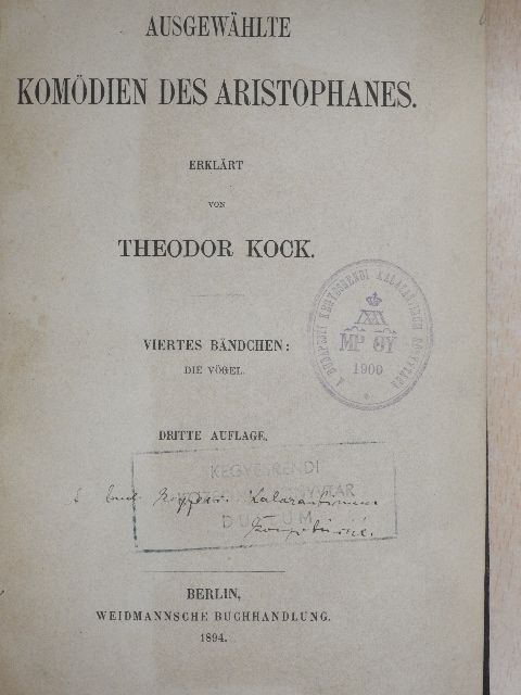 Aristophanes - Ausgewählte Komödien des Aristophanes [antikvár]