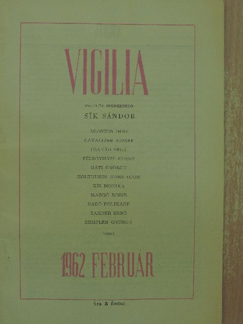 Ágoston Imre - Vigilia 1962. február [antikvár]