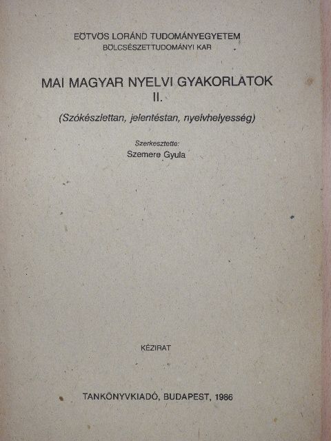 Berrár Jolán - Mai magyar nyelvi gyakorlatok II. [antikvár]
