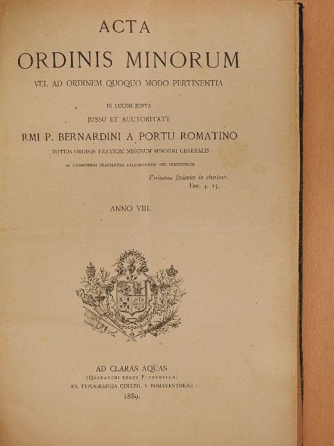 Acta Ordinis Minorum 1889-1891 (vegyes számok) (31 db) [antikvár]