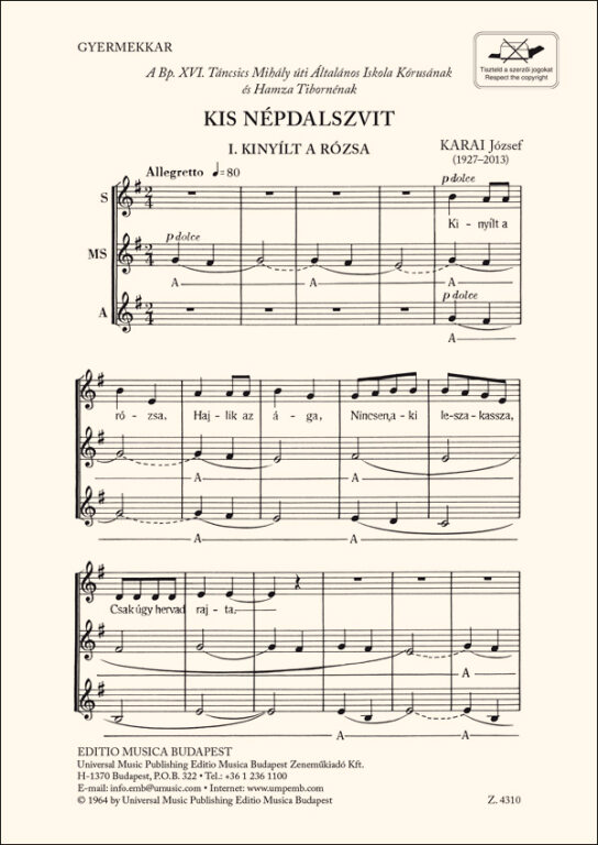 KARAI JÓZSEF - KIS NÉPDALSZVIT - GYERMEKKARRA