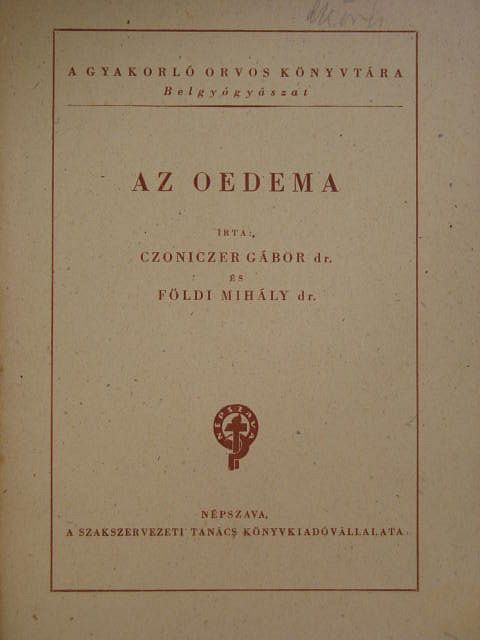 Dr. Czoniczer Gábor - Az oedema [antikvár]