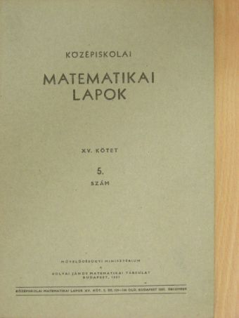 Kárteszi Ferenc - Középiskolai matematikai lapok 1957. évi 5. szám [antikvár]