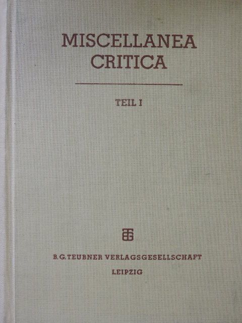 E. Braun - Miscellanea Critica Teil I. (töredék) [antikvár]