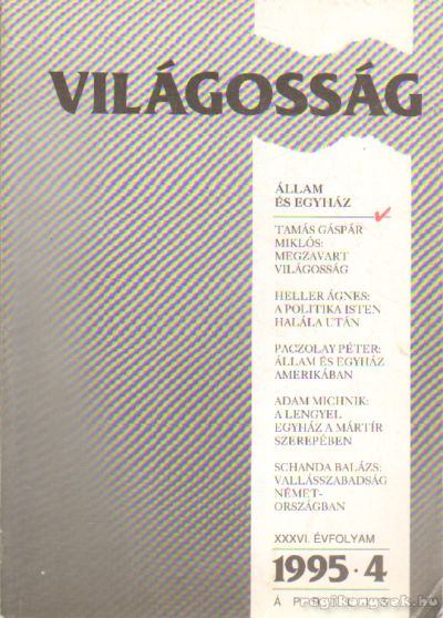 PAPP GÁBOR - Világosság 1995/4. [antikvár]