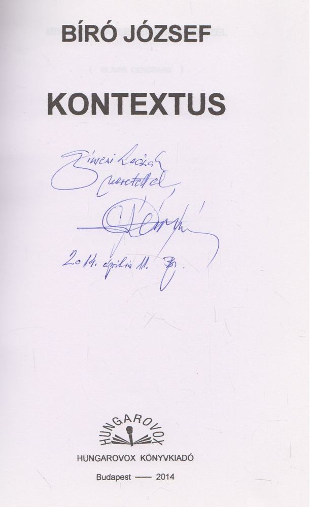 BÍRÓ JÓZSEF - Kontextus (dedikált) [antikvár]
