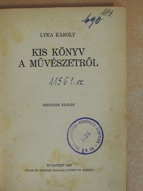 Lyka Károly - Kis könyv a művészetről [antikvár]