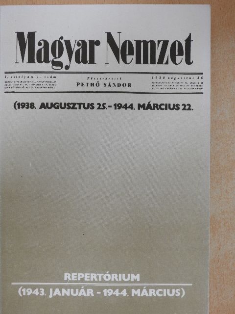 Magyar Nemzet Repertórium (1943. január-1944. március) [antikvár]