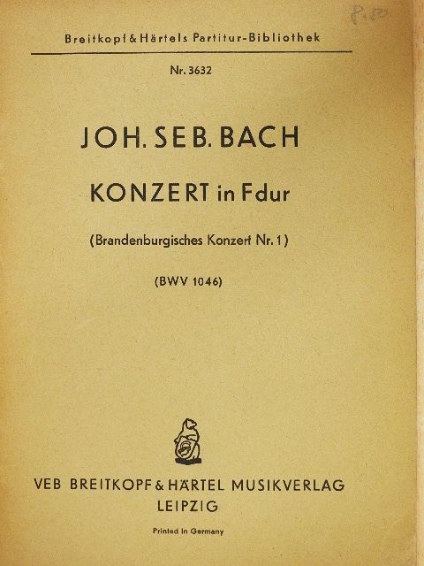 Joh. Seb. Bach - Konzert in F dur [antikvár]