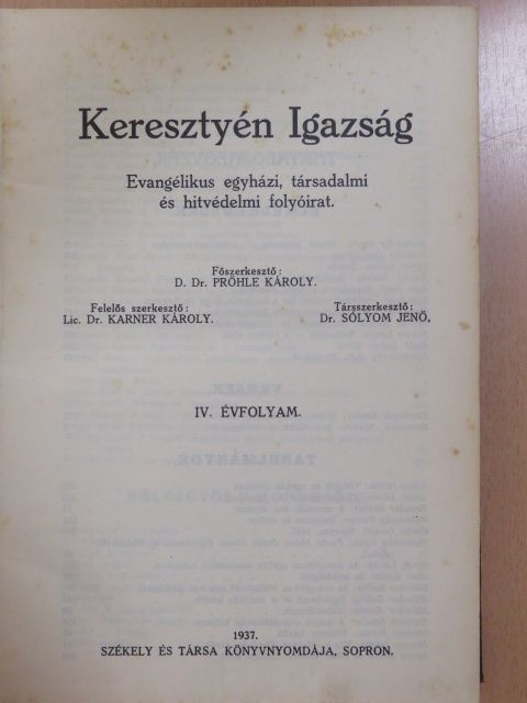 Arató István - Keresztyén Igazság 1937. január-december [antikvár]